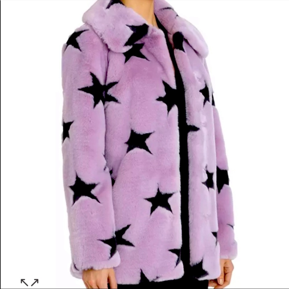 AVEC LES FILLES Fur Jacket Like New Size Medium Purple and Black Star